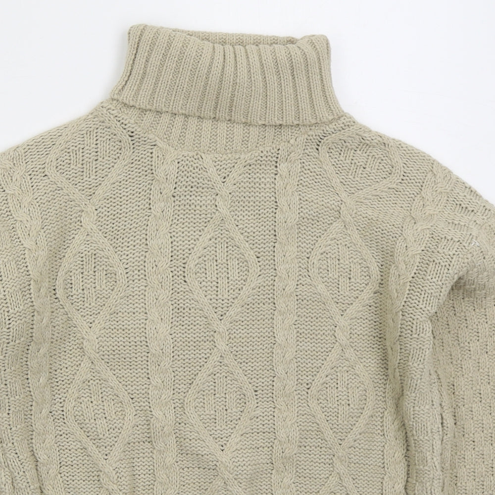 Glamorous Womens Beige Roll Neck  Acrylic Pullover Jumper Size 10