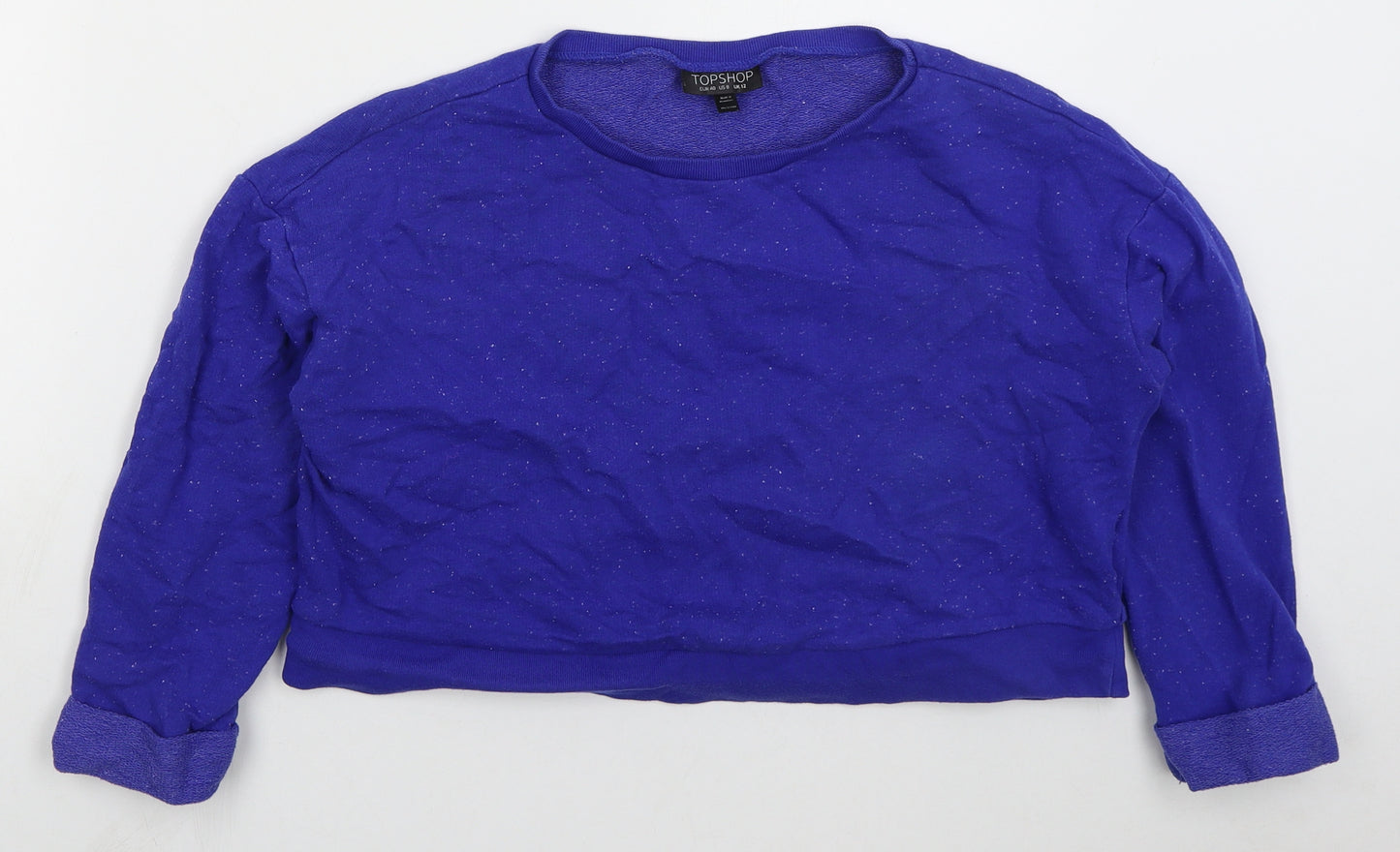 Topshop Womens Blue  Cotton Pullover Sweatshirt Size 12  Pullover