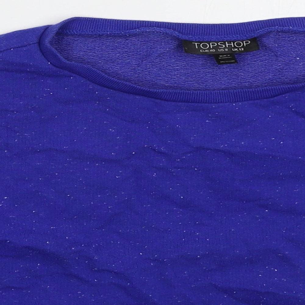 Topshop Womens Blue  Cotton Pullover Sweatshirt Size 12  Pullover