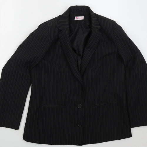 Glamorosa Womens Black Striped Polyester Jacket Suit Jacket Size 16