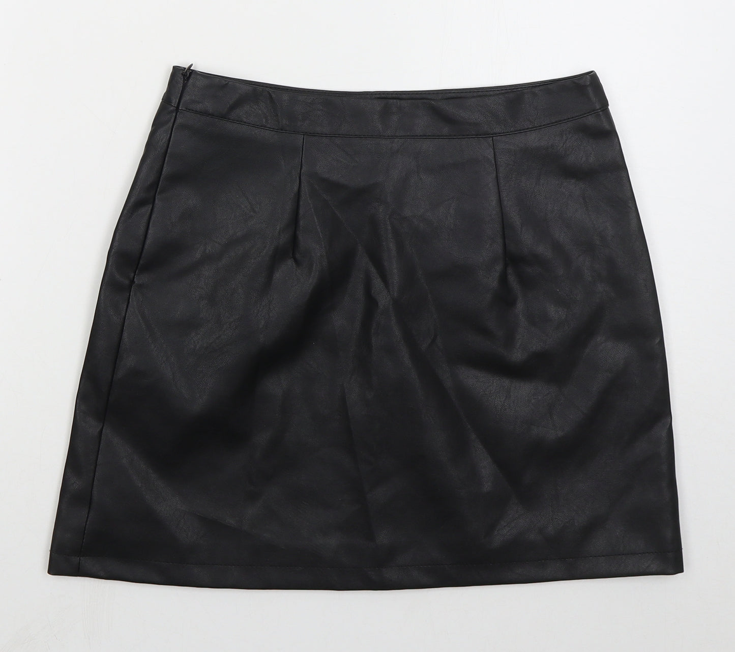 Primark Womens Black  Polyurethane Mini Skirt Size 10   Zip