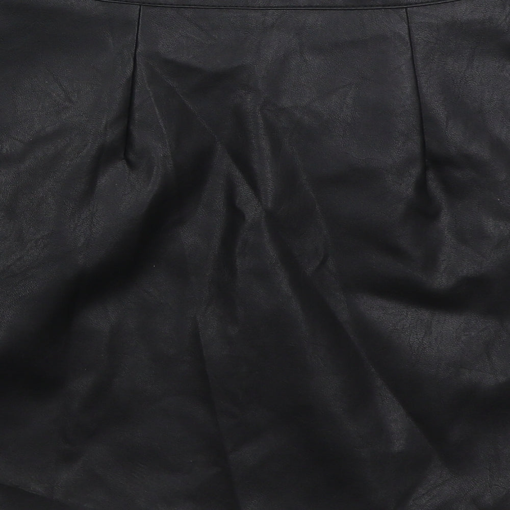 Primark Womens Black  Polyurethane Mini Skirt Size 10   Zip