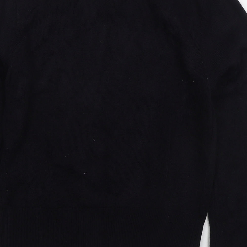 Jeffrey Rogers Womens Black Crew Neck  Acrylic Cardigan Jumper Size 8