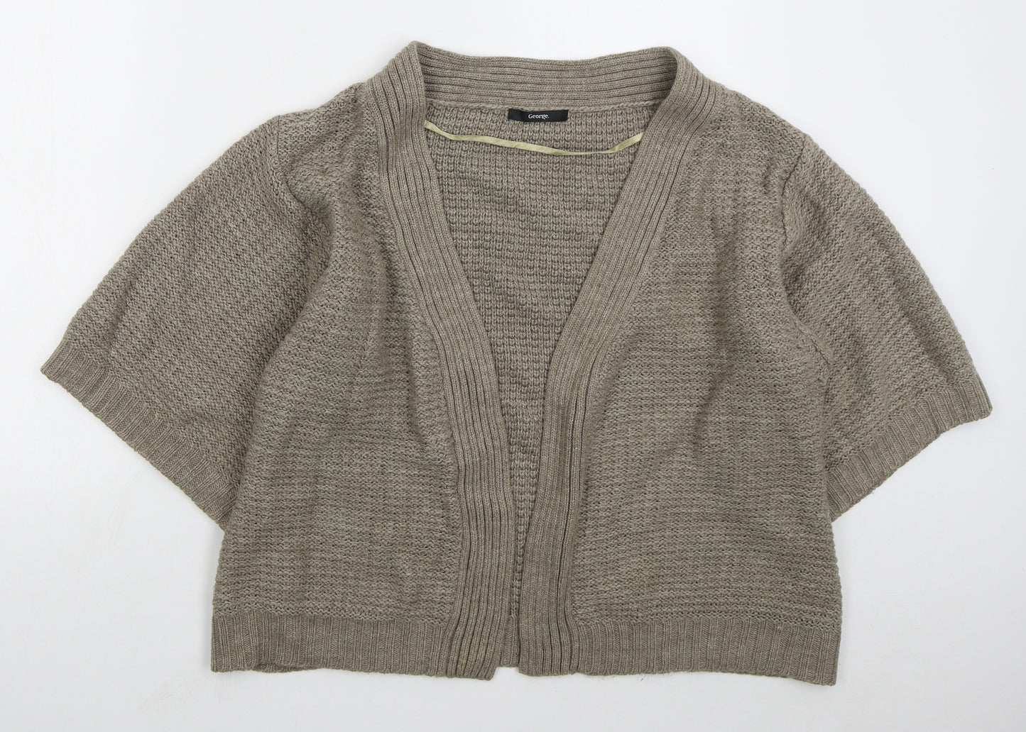George Womens Brown V-Neck  Acrylic Cardigan Jumper Size 12