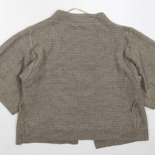 George Womens Brown V-Neck  Acrylic Cardigan Jumper Size 12
