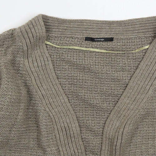 George Womens Brown V-Neck  Acrylic Cardigan Jumper Size 12