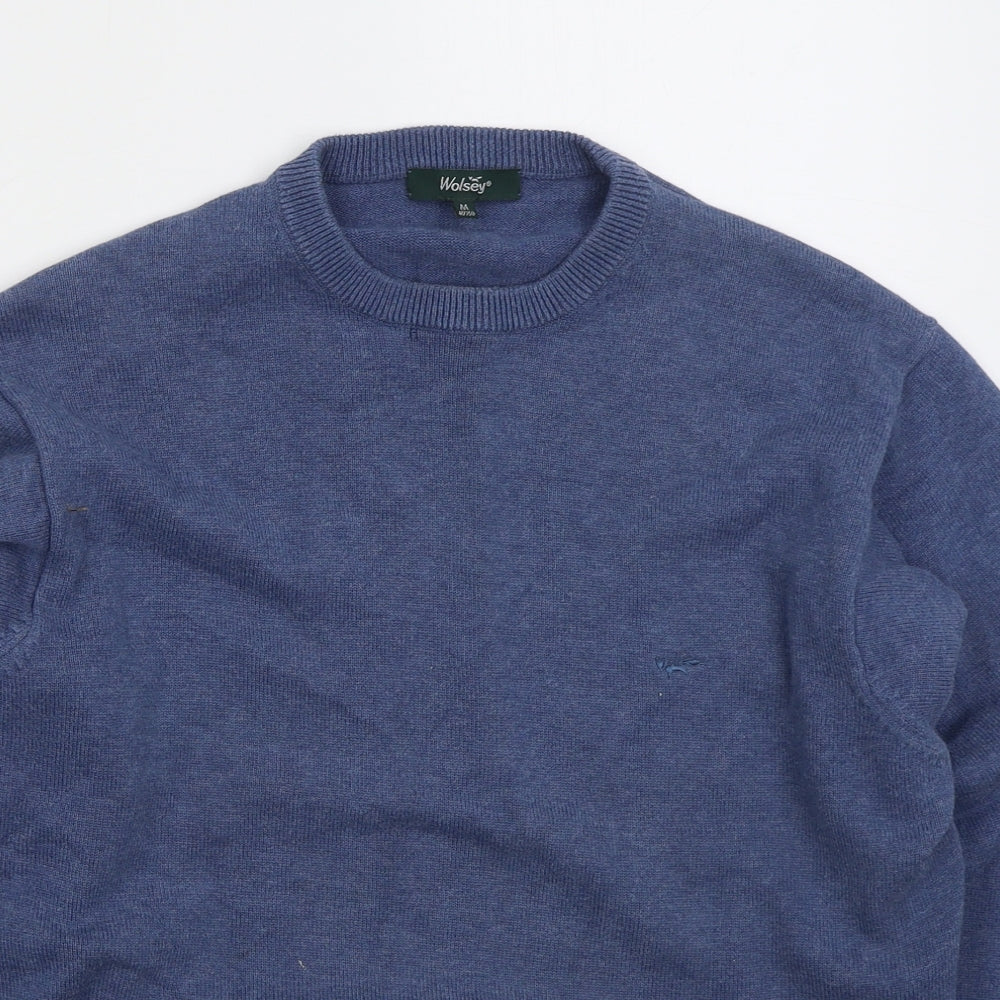 Wolsey Mens Blue Crew Neck  Cotton Pullover Jumper Size M
