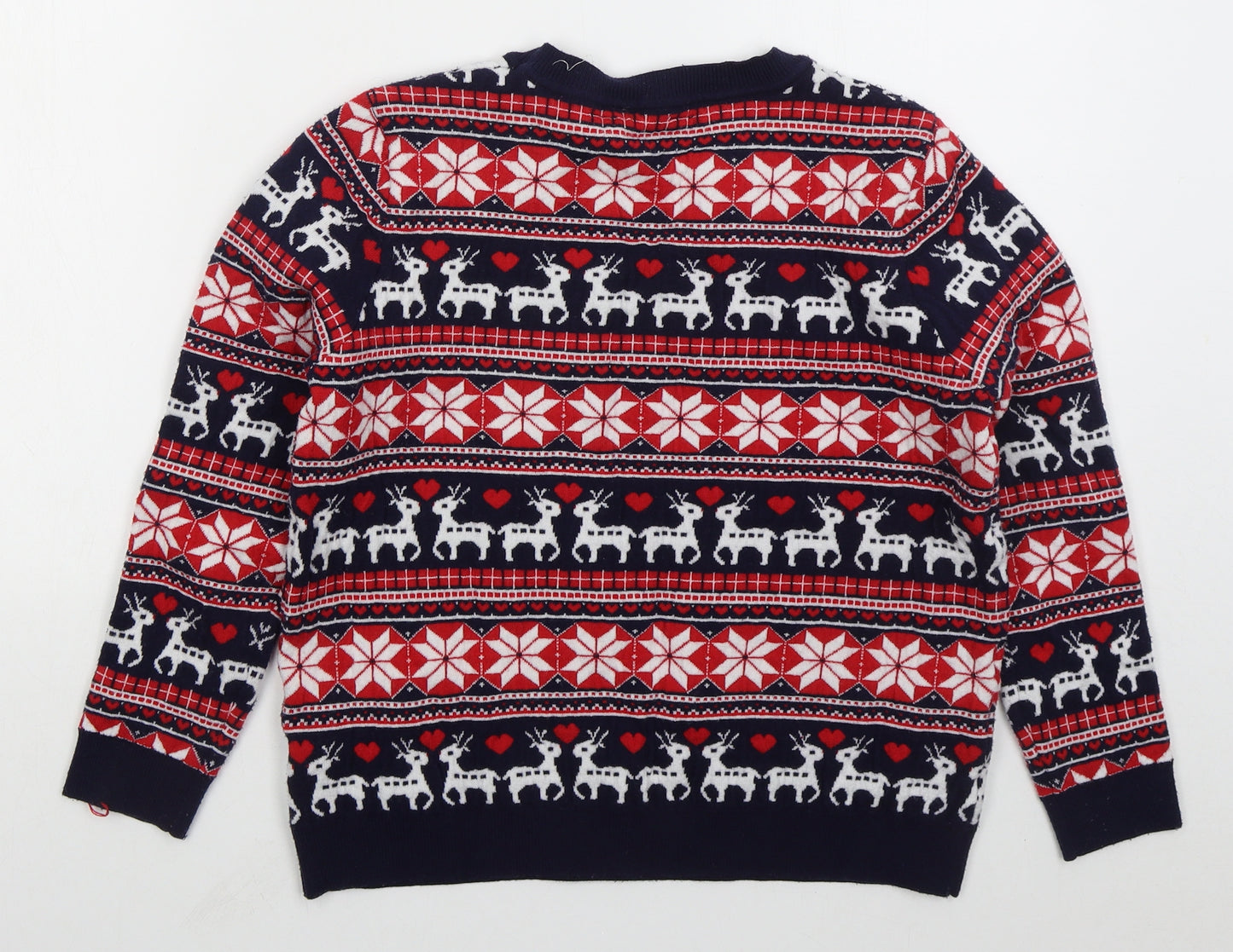 Primark Womens Blue Crew Neck Geometric Polyester Pullover Jumper Size 14   - Christmas Prints