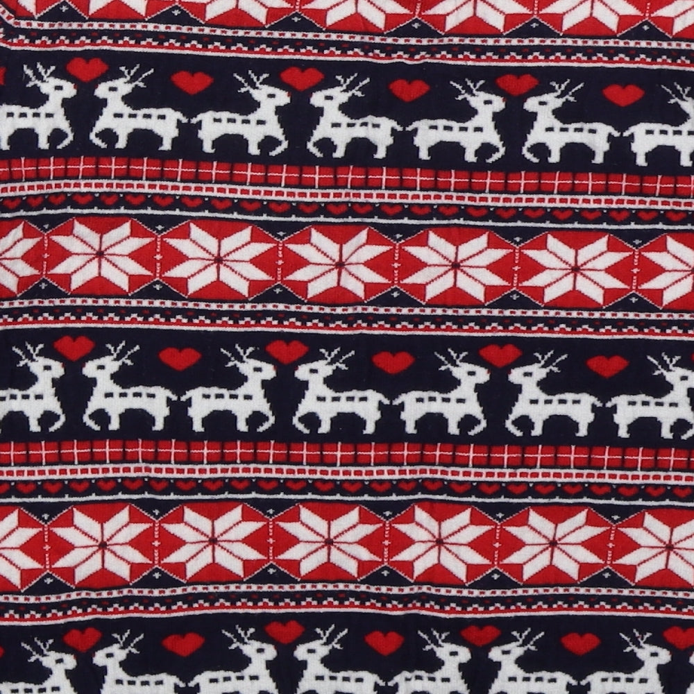 Primark Womens Blue Crew Neck Geometric Polyester Pullover Jumper Size 14   - Christmas Prints