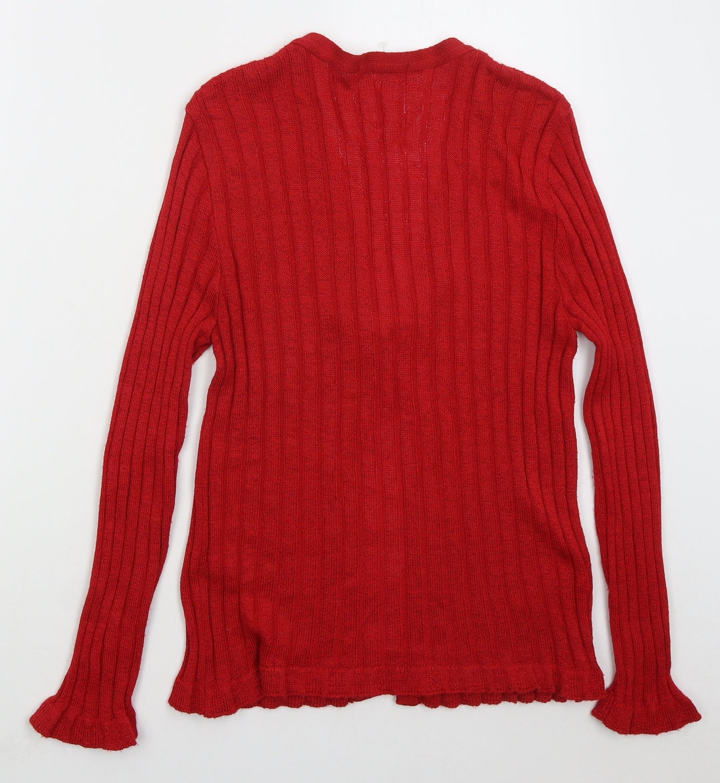 George Womens Red V-Neck  Acrylic Cardigan Jumper Size 14