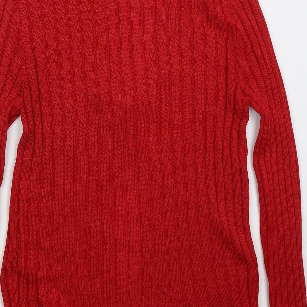 George Womens Red V-Neck  Acrylic Cardigan Jumper Size 14