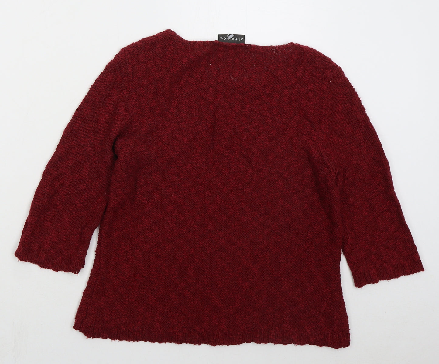 Alex & Co Womens Red Crew Neck  Cotton Pullover Jumper Size 14