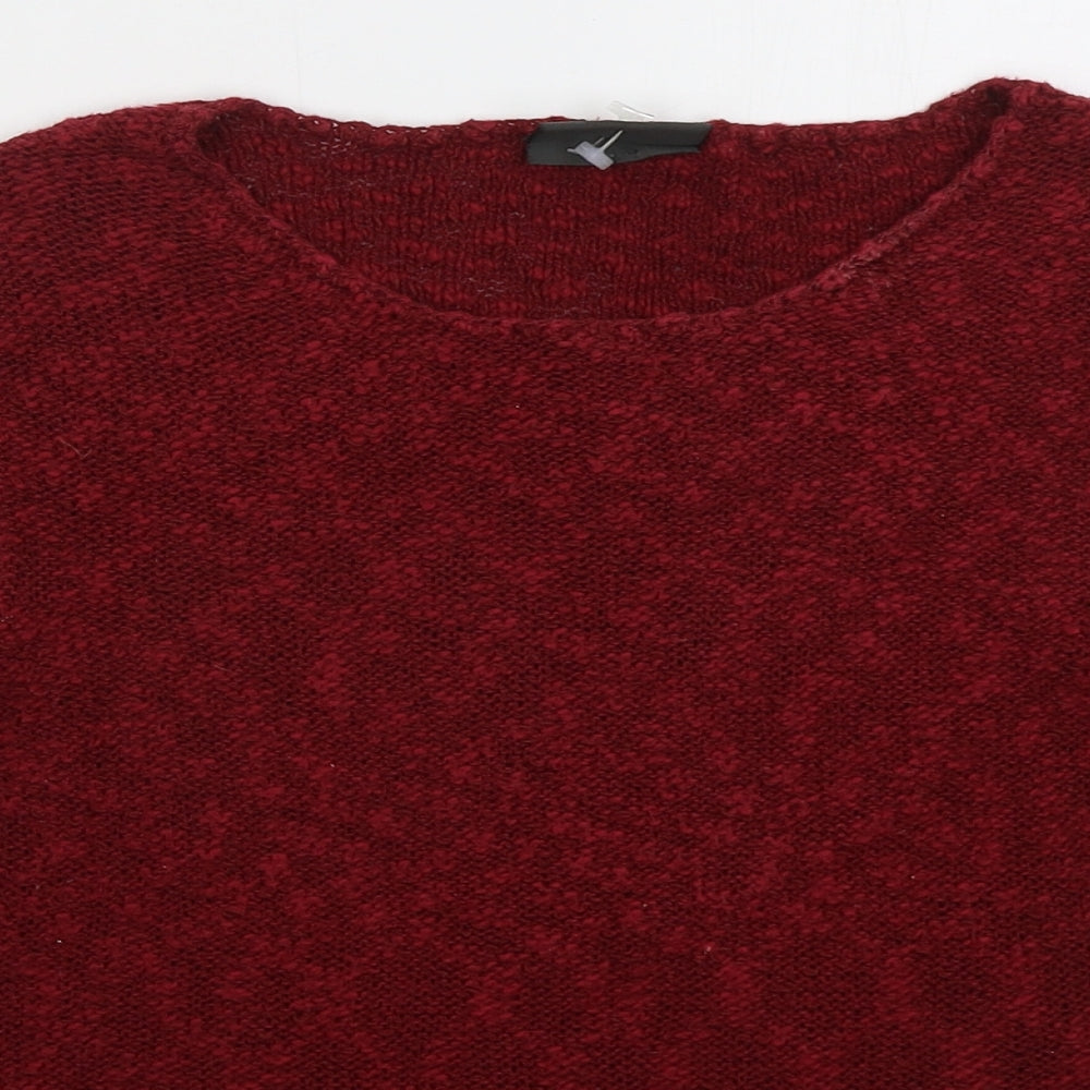 Alex & Co Womens Red Crew Neck  Cotton Pullover Jumper Size 14