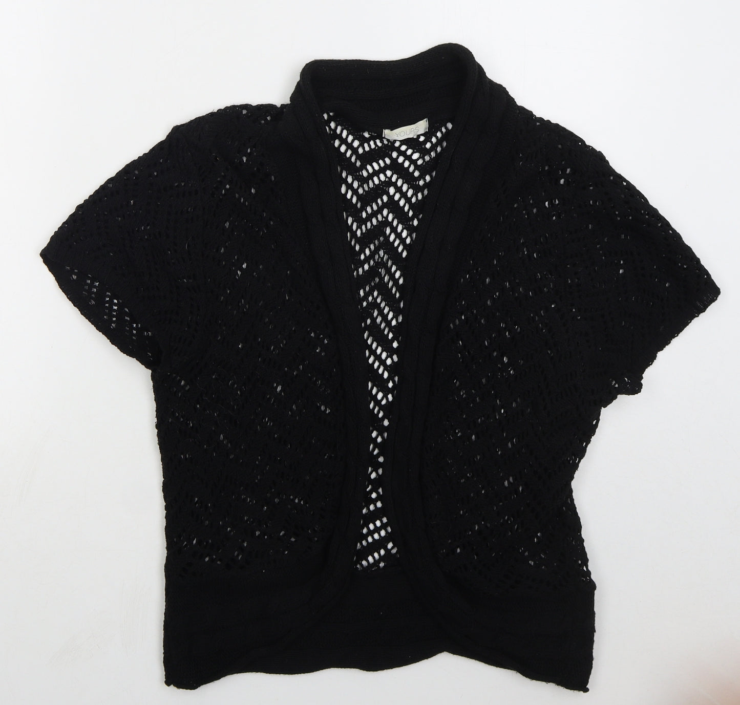 Yours Womens Black V-Neck  Acrylic Cardigan Jumper Size M