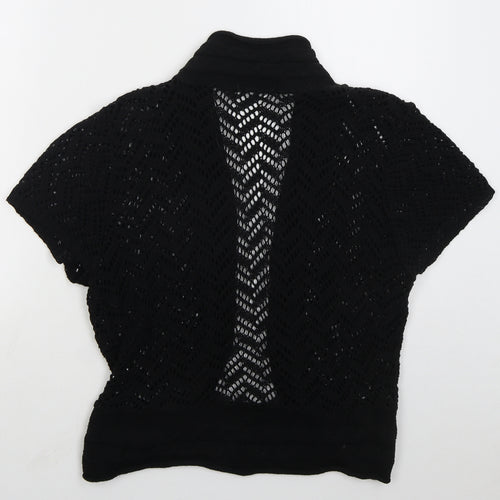 Yours Womens Black V-Neck  Acrylic Cardigan Jumper Size M