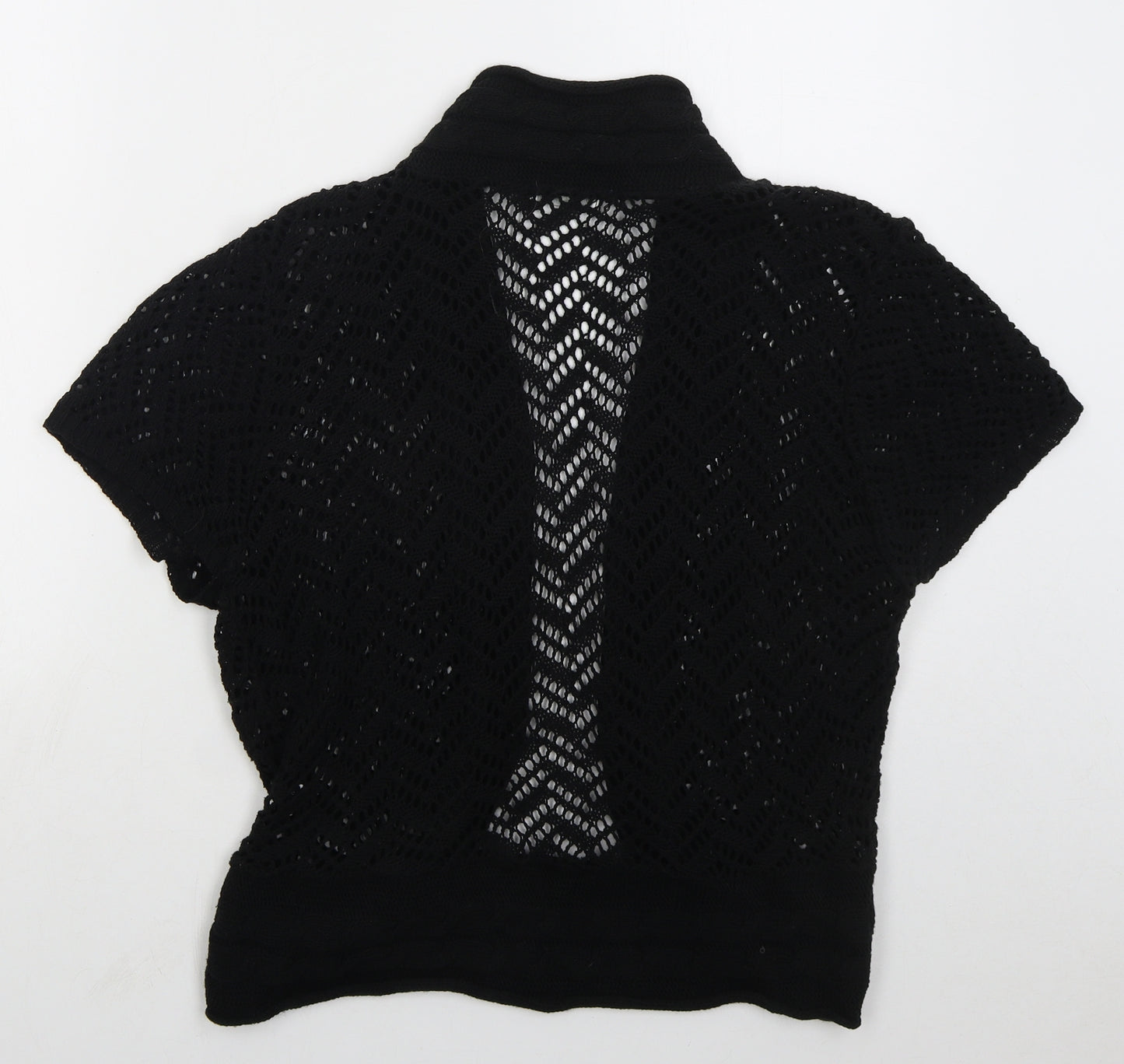 Yours Womens Black V-Neck  Acrylic Cardigan Jumper Size M