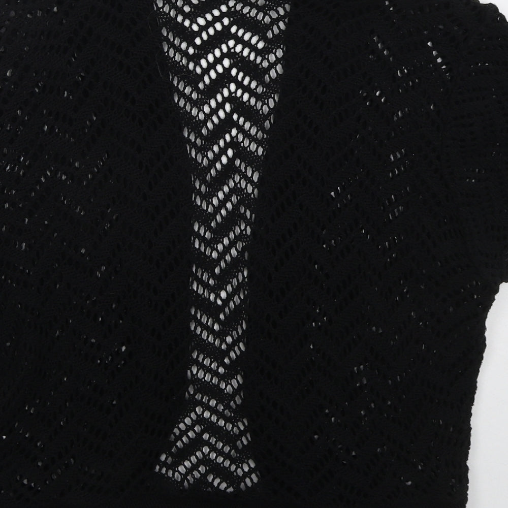 Yours Womens Black V-Neck  Acrylic Cardigan Jumper Size M