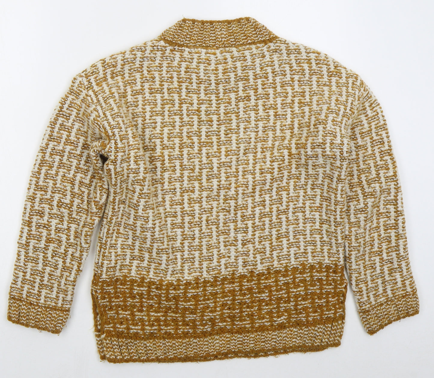 TU Womens Yellow Crew Neck Geometric Acrylic Pullover Jumper Size 12