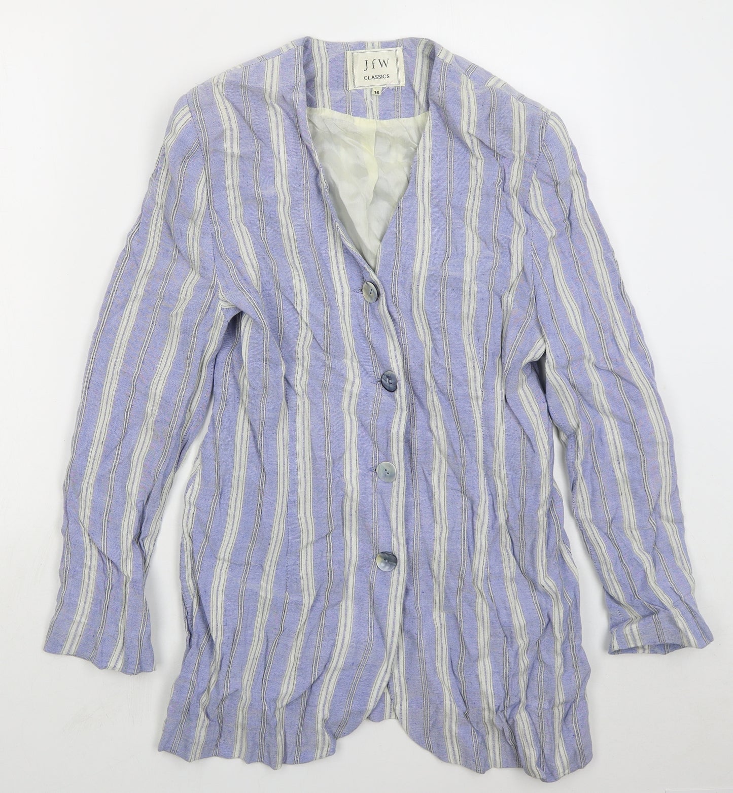 JFW Womens Blue Striped  Jacket  Size 16  Button