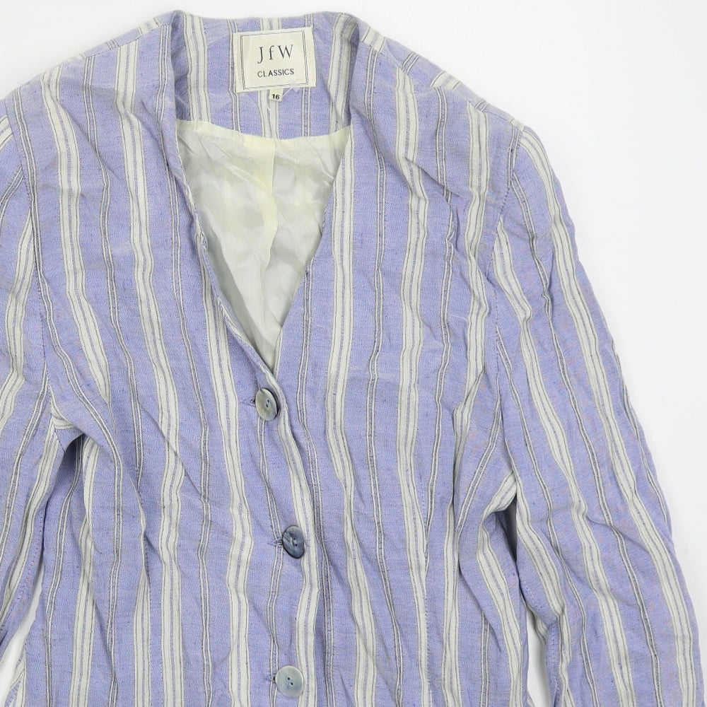 JFW Womens Blue Striped  Jacket  Size 16  Button