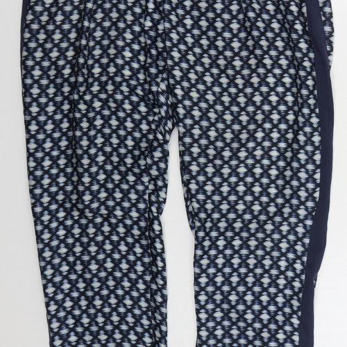 MNG Womens Blue Geometric Polyester Trousers  Size 8 L26 in Regular