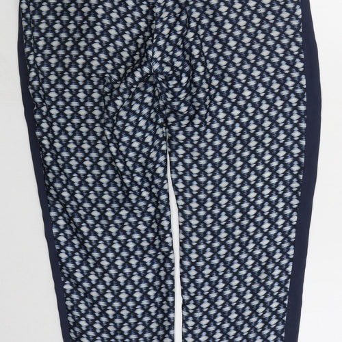 MNG Womens Blue Geometric Polyester Trousers  Size 8 L26 in Regular