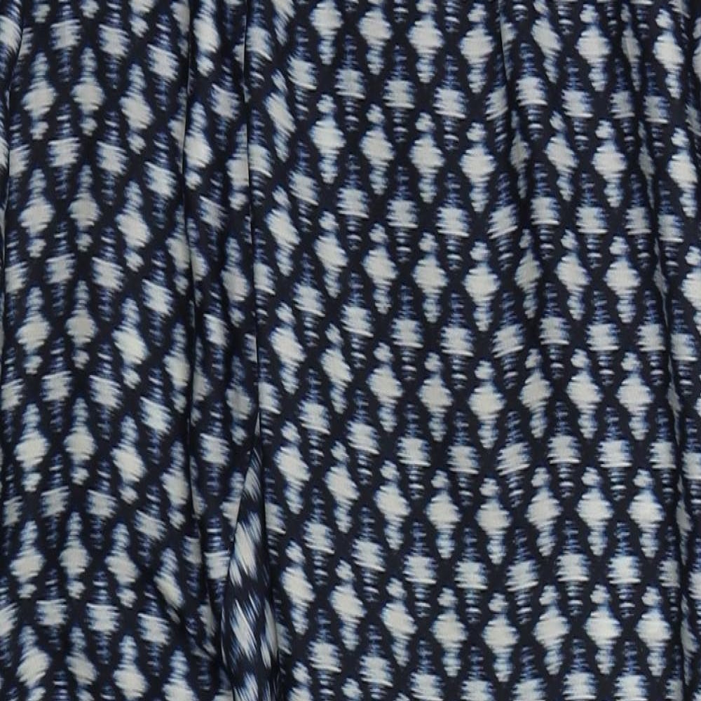MNG Womens Blue Geometric Polyester Trousers  Size 8 L26 in Regular