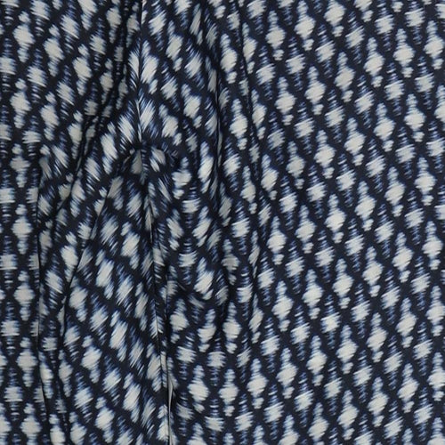 MNG Womens Blue Geometric Polyester Trousers  Size 8 L26 in Regular