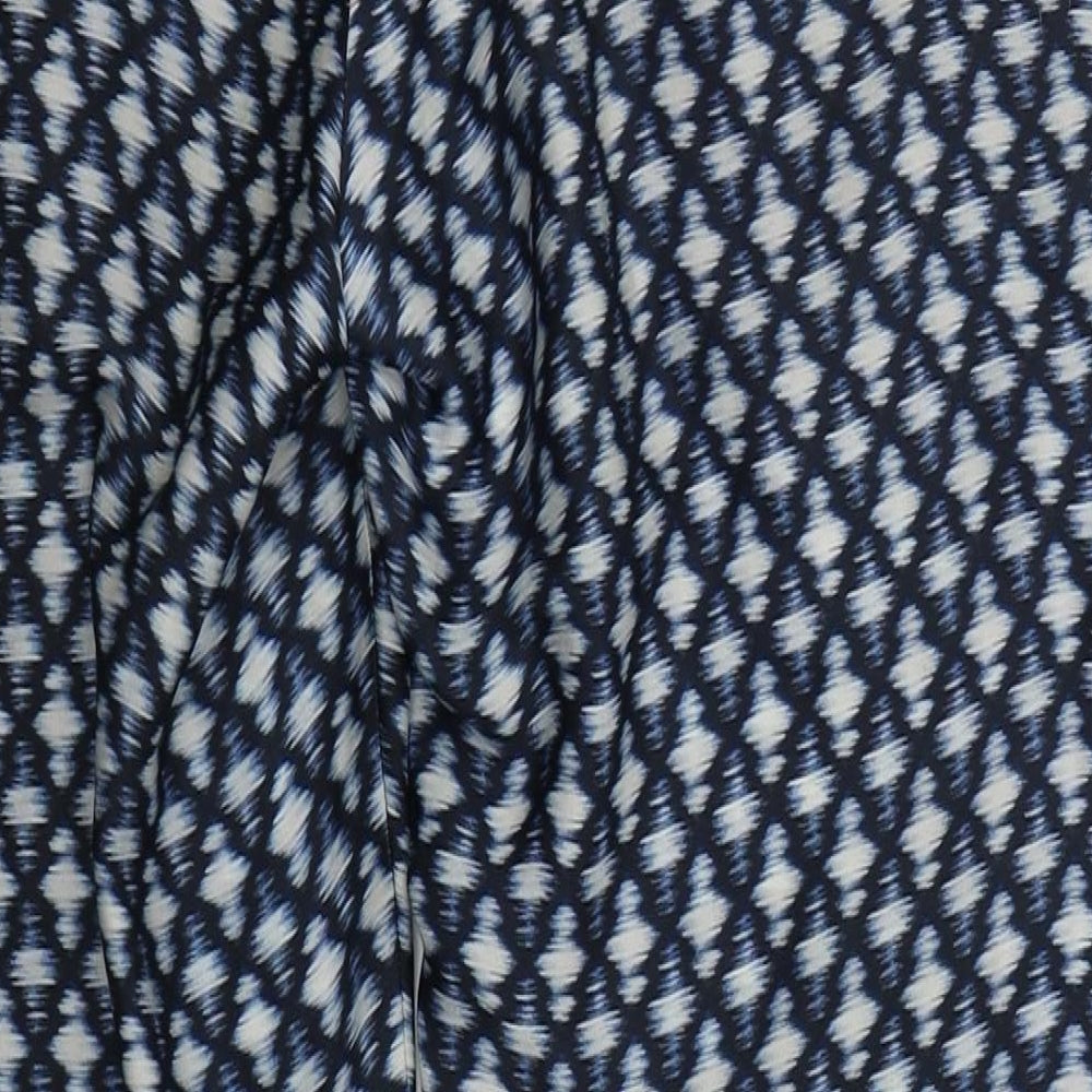 MNG Womens Blue Geometric Polyester Trousers  Size 8 L26 in Regular