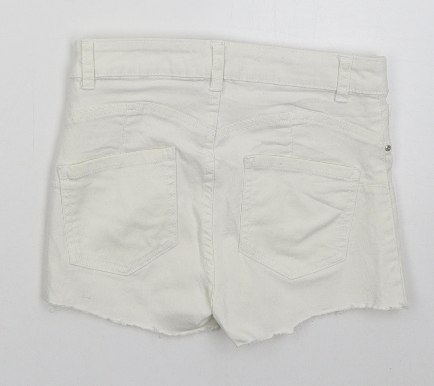 Denim Co Womens White  Cotton Cut-Off Shorts Size 12  Regular Button
