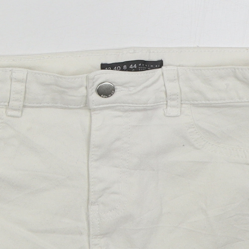 Denim Co Womens White  Cotton Cut-Off Shorts Size 12  Regular Button