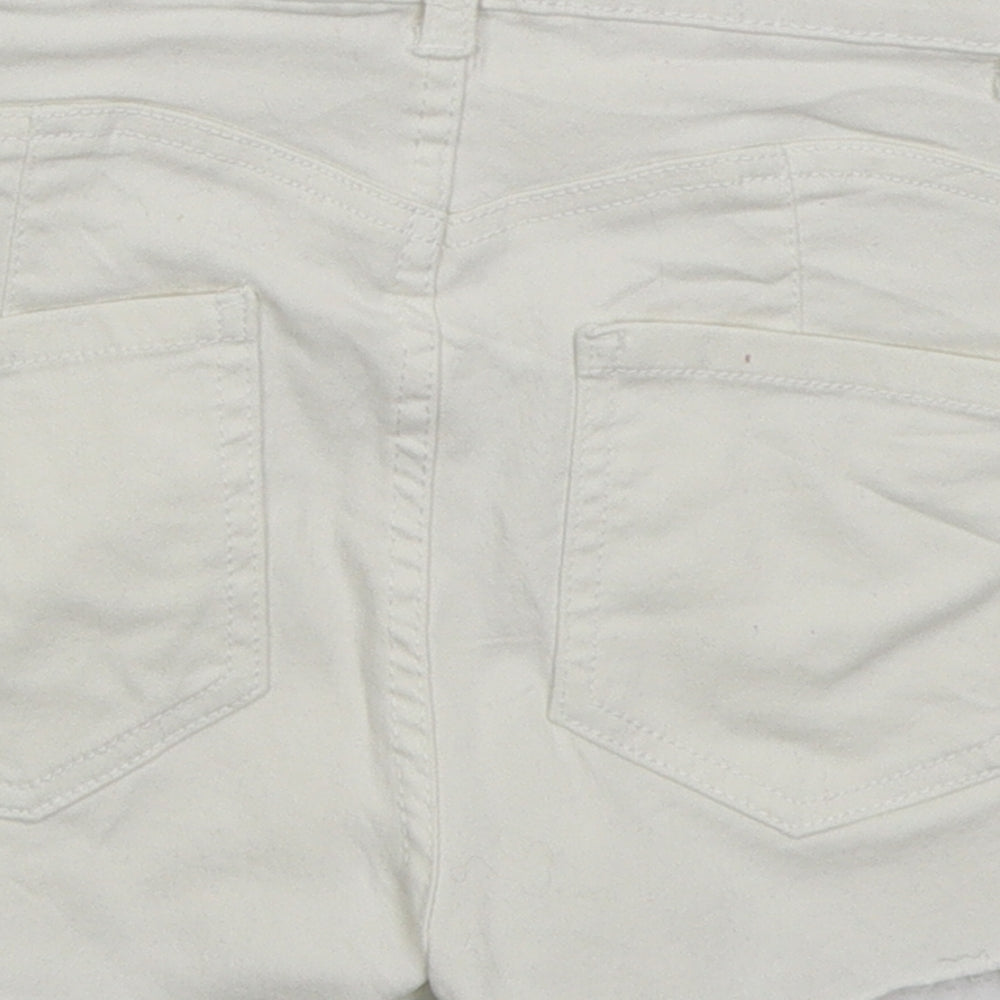 Denim Co Womens White  Cotton Cut-Off Shorts Size 12  Regular Button