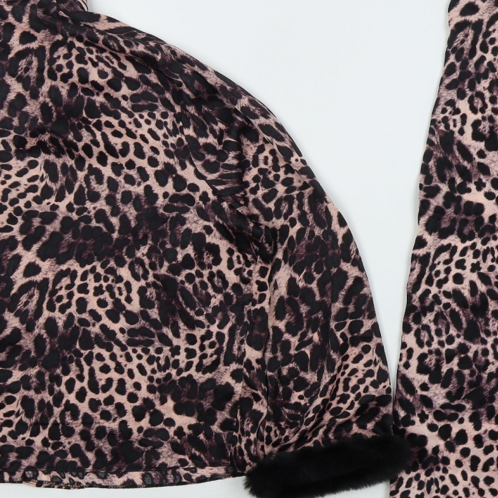 F&F Womens Pink Animal Print Polyester Top Pyjama Set Size 16  Button