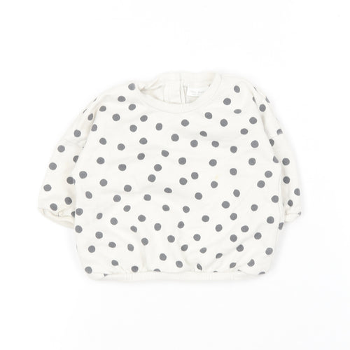NEXT Baby White Polka Dot Cotton Pullover Jumper Size 0-3 Months