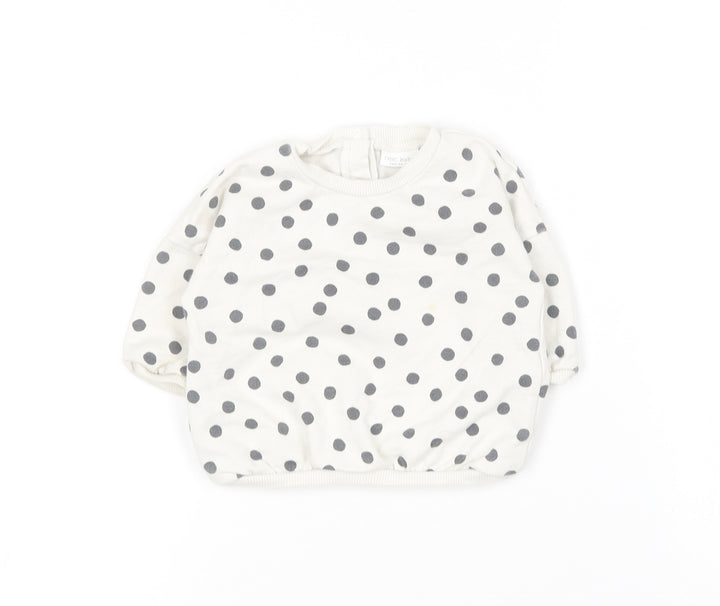 NEXT Baby White Polka Dot Cotton Pullover Jumper Size 0-3 Months