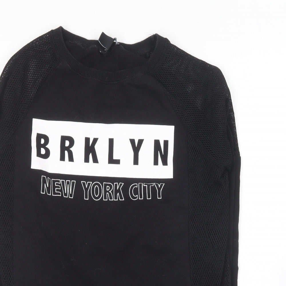 New Look Girls Black Round Neck  Cotton Pullover Jumper Size 12-13 Years