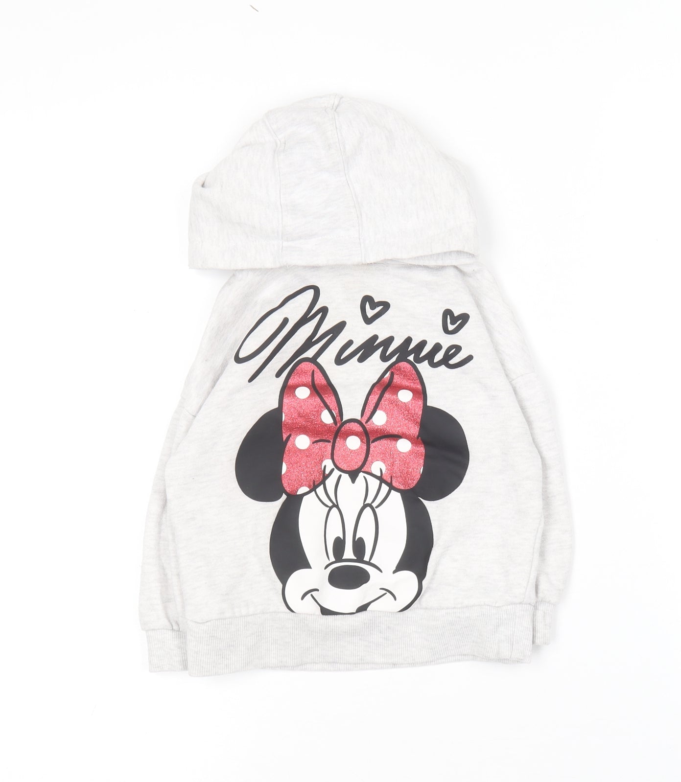 Primark Girls Grey  Cotton Pullover Hoodie Size 2-3 Years   - Minnie Mouse