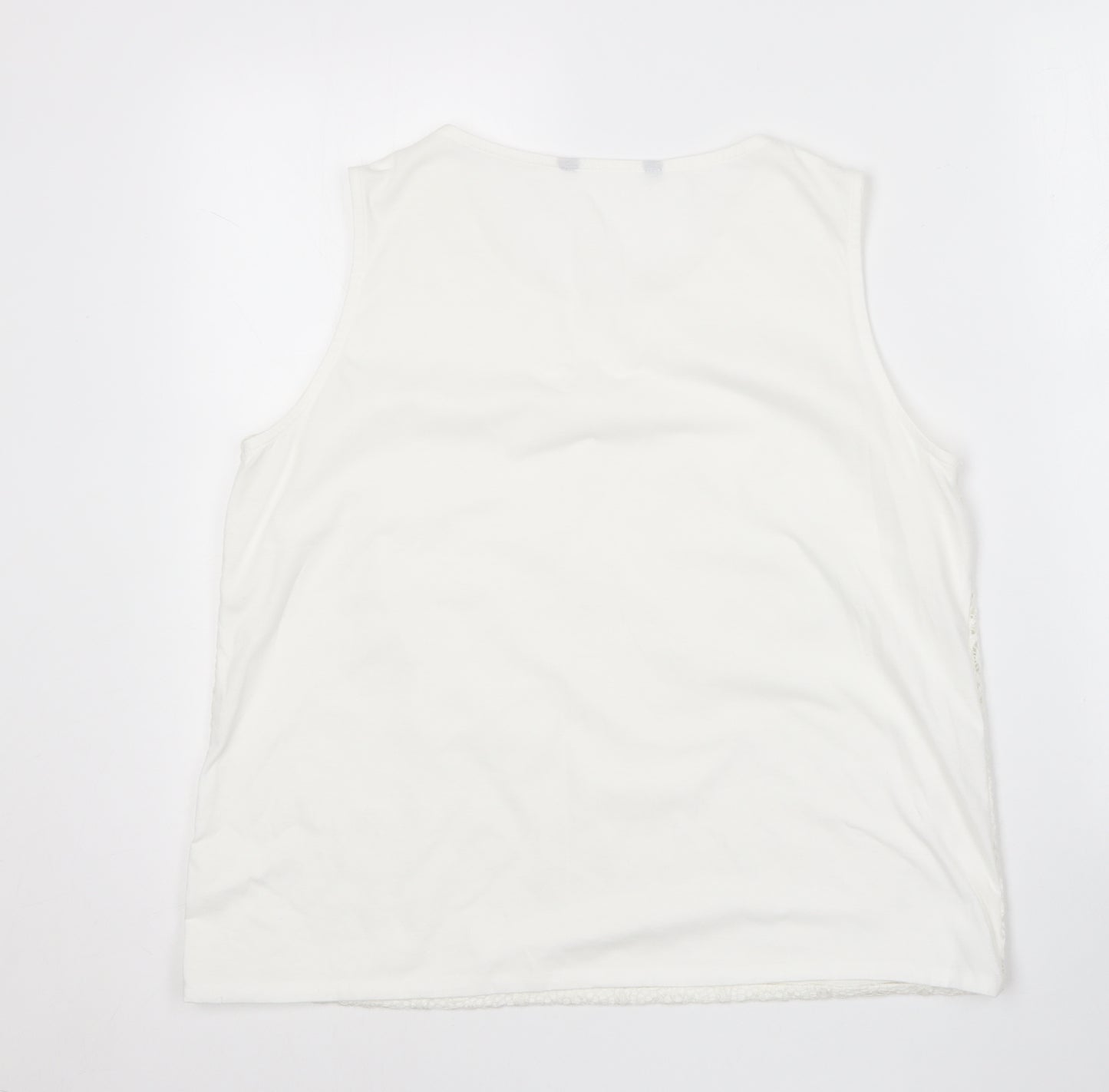 Preworn Womens White  Cotton Basic Blouse Size 16 Round Neck