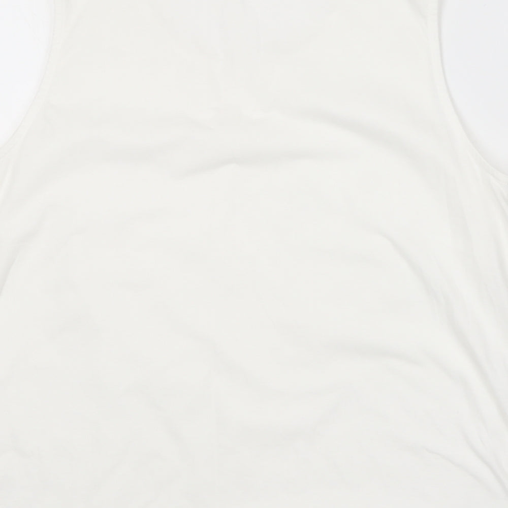 Preworn Womens White  Cotton Basic Blouse Size 16 Round Neck