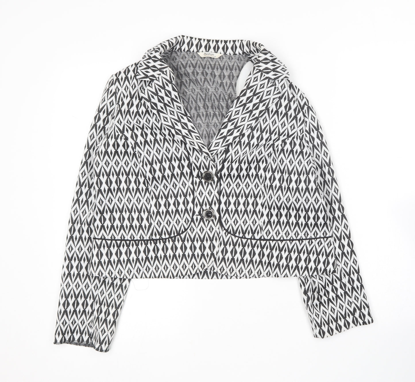 Avalon Womens Black Geometric  Jacket Blazer Size 12
