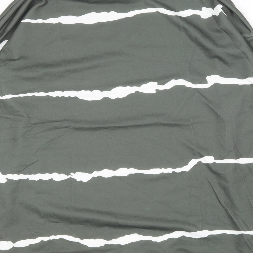 Preworn  Womens Green Round Neck Striped Cotton Pullover Jumper Size XL