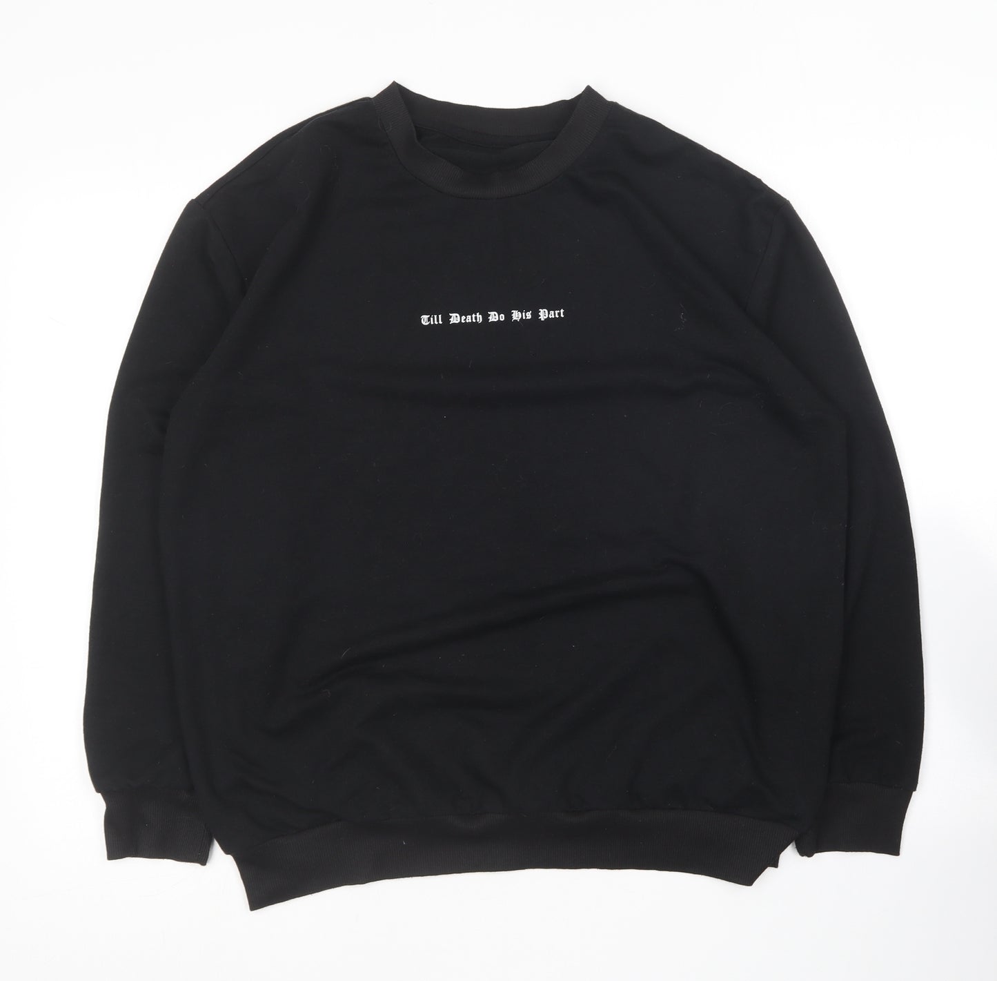 Shein  Womens Black Round Neck  Cotton Pullover Jumper Size M