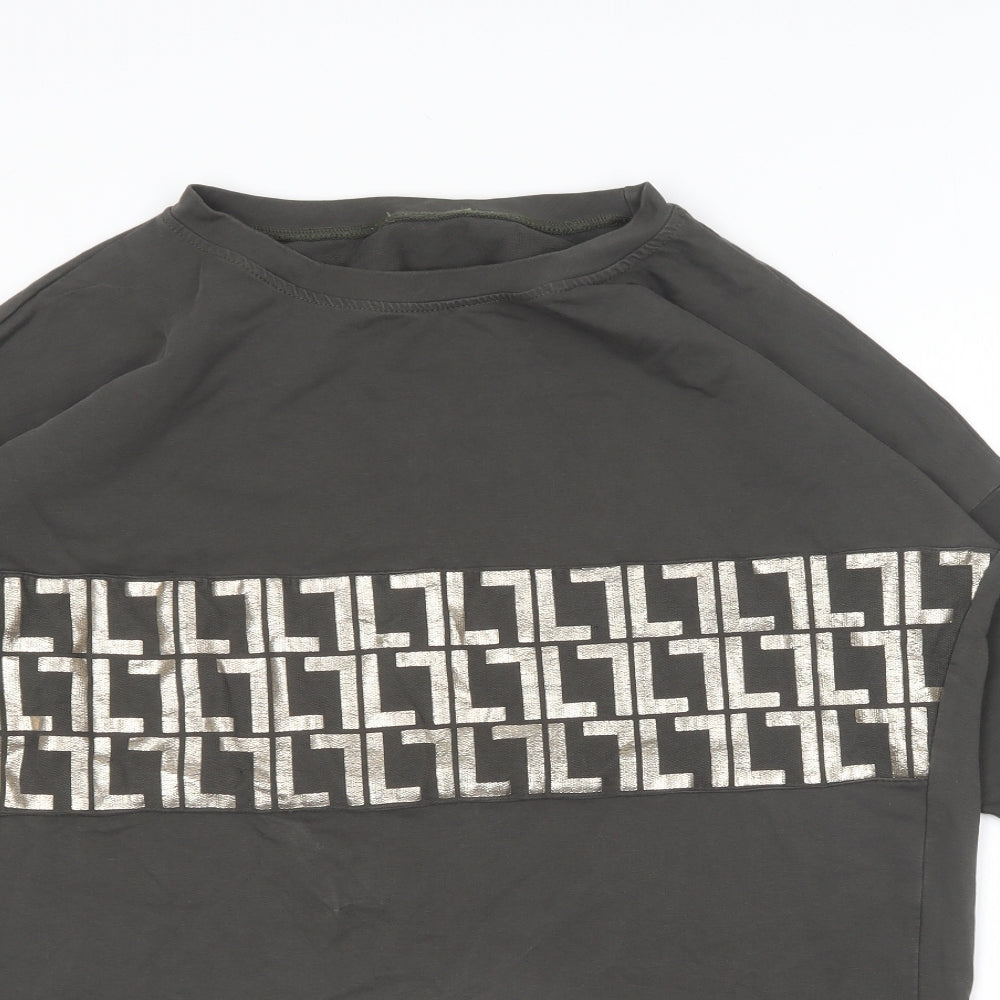 Megi Womens Green Round Neck  Cotton Pullover Jumper Size 18