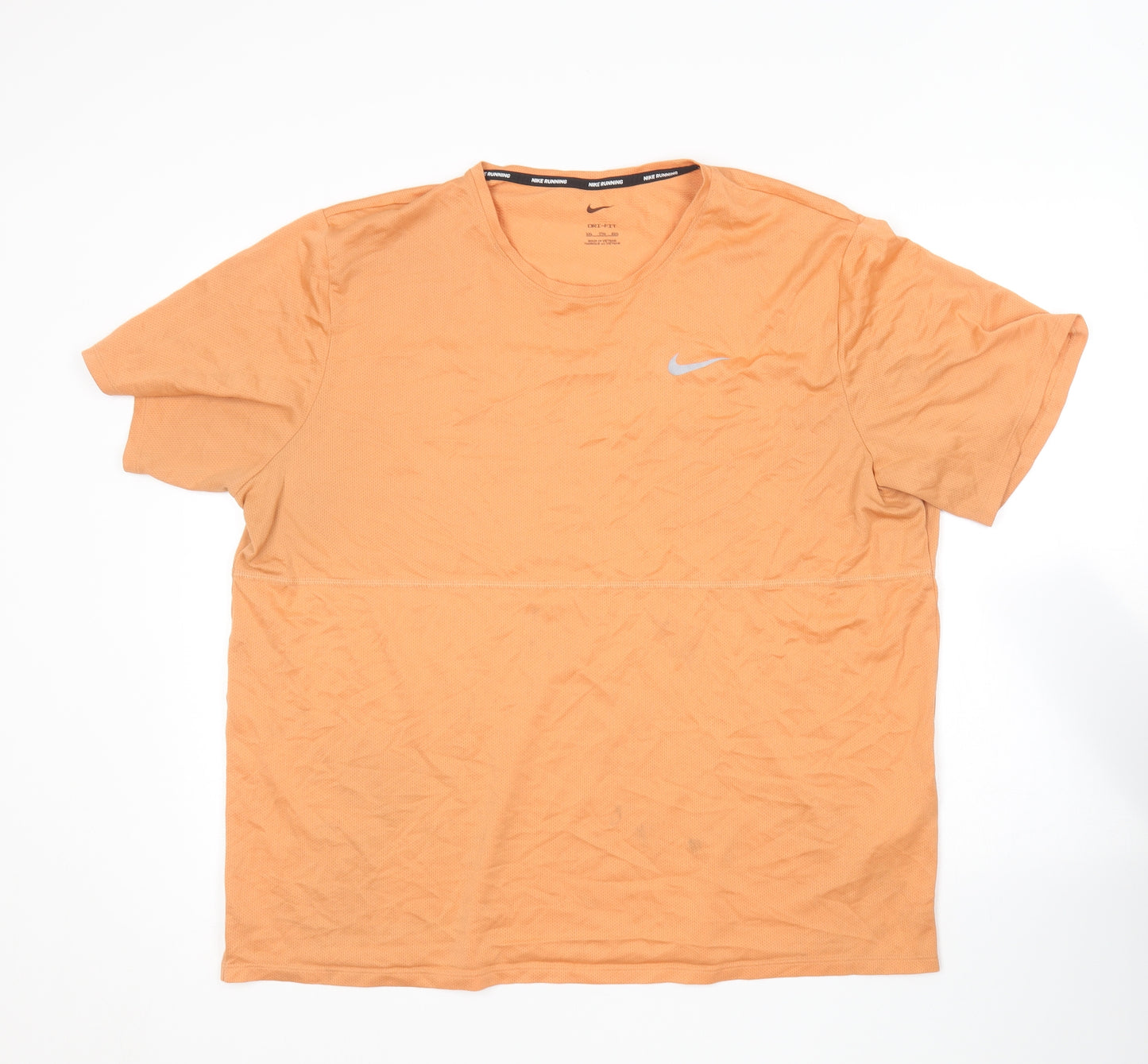 Nike Mens Orange  Polyester Basic T-Shirt Size 2XL Round Neck