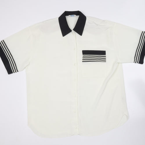 Wallis Womens Ivory  Polyester Basic Button-Up Size 12 Collared