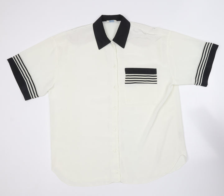 Wallis Womens Ivory Polyester Basic Button-Up Size 12 Collared