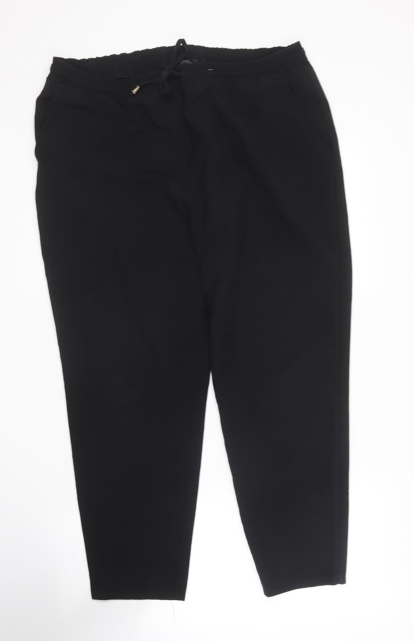 Papaya Womens Black  Cotton Trousers  Size 14 L26 in Regular