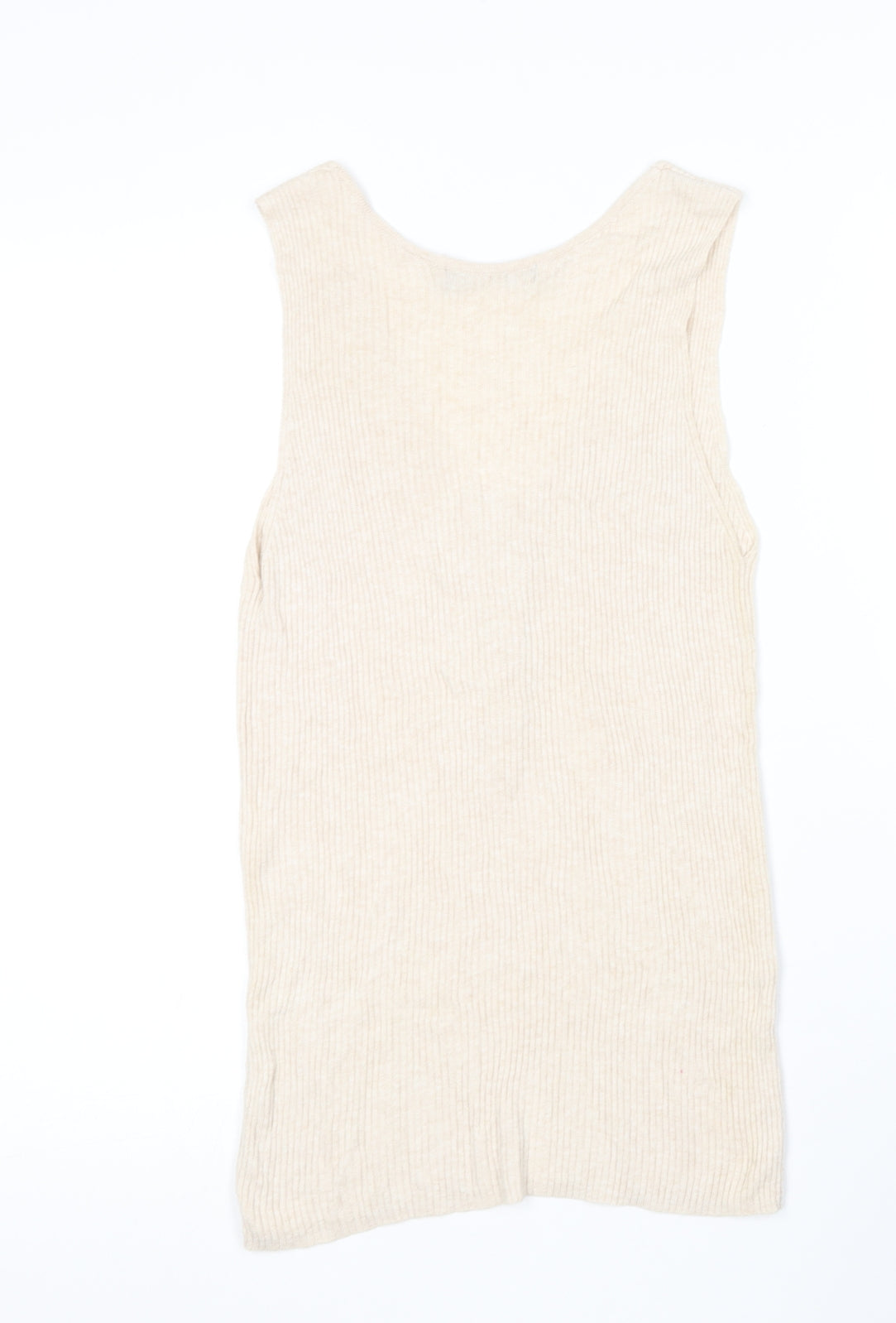 Marks and Spencer Womens Beige  Cotton Basic Tank Size 10 V-Neck