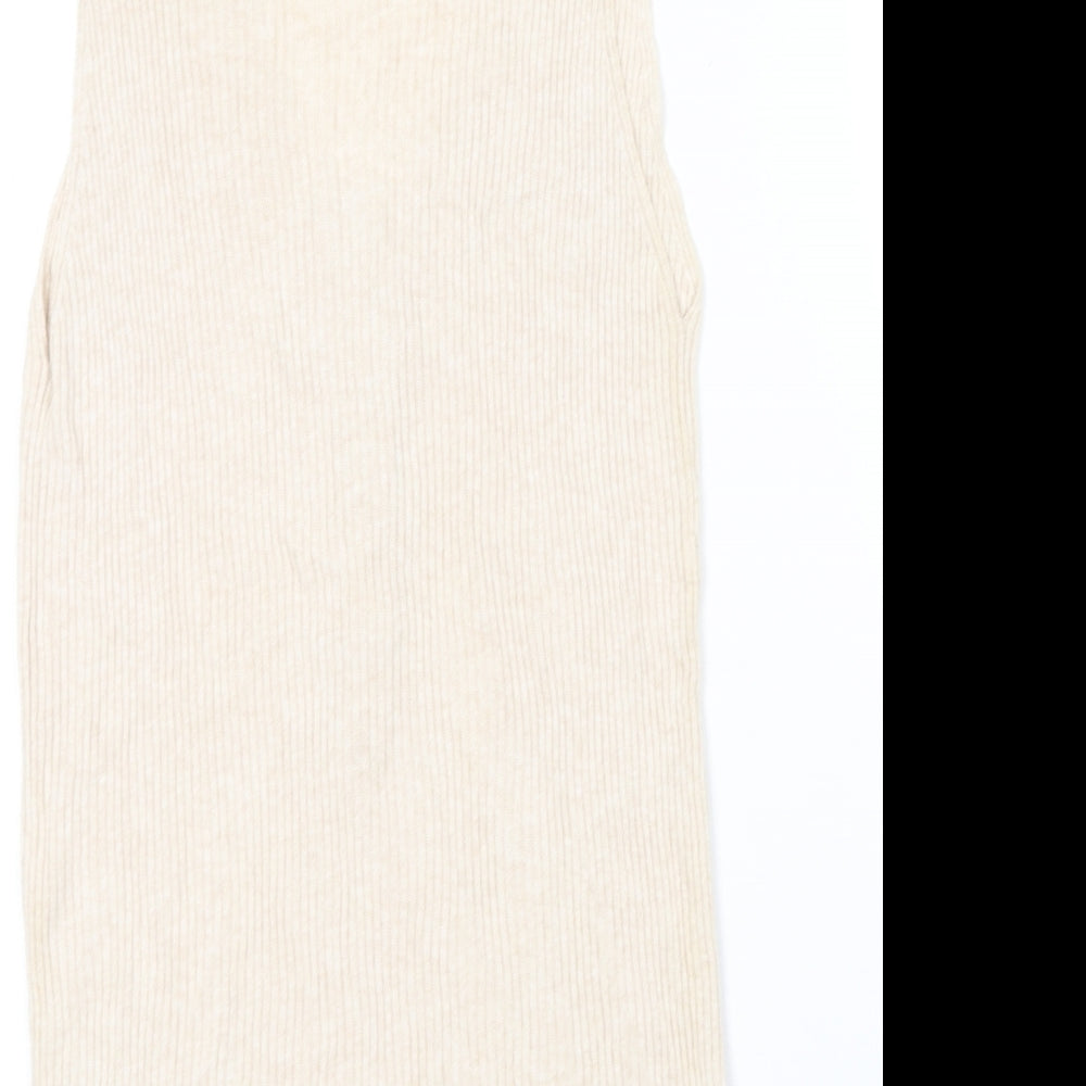 Marks and Spencer Womens Beige  Cotton Basic Tank Size 10 V-Neck