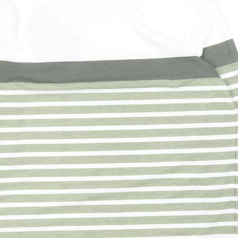 Damart Womens Green Round Neck Striped Polyester Pullover Jumper Size 18